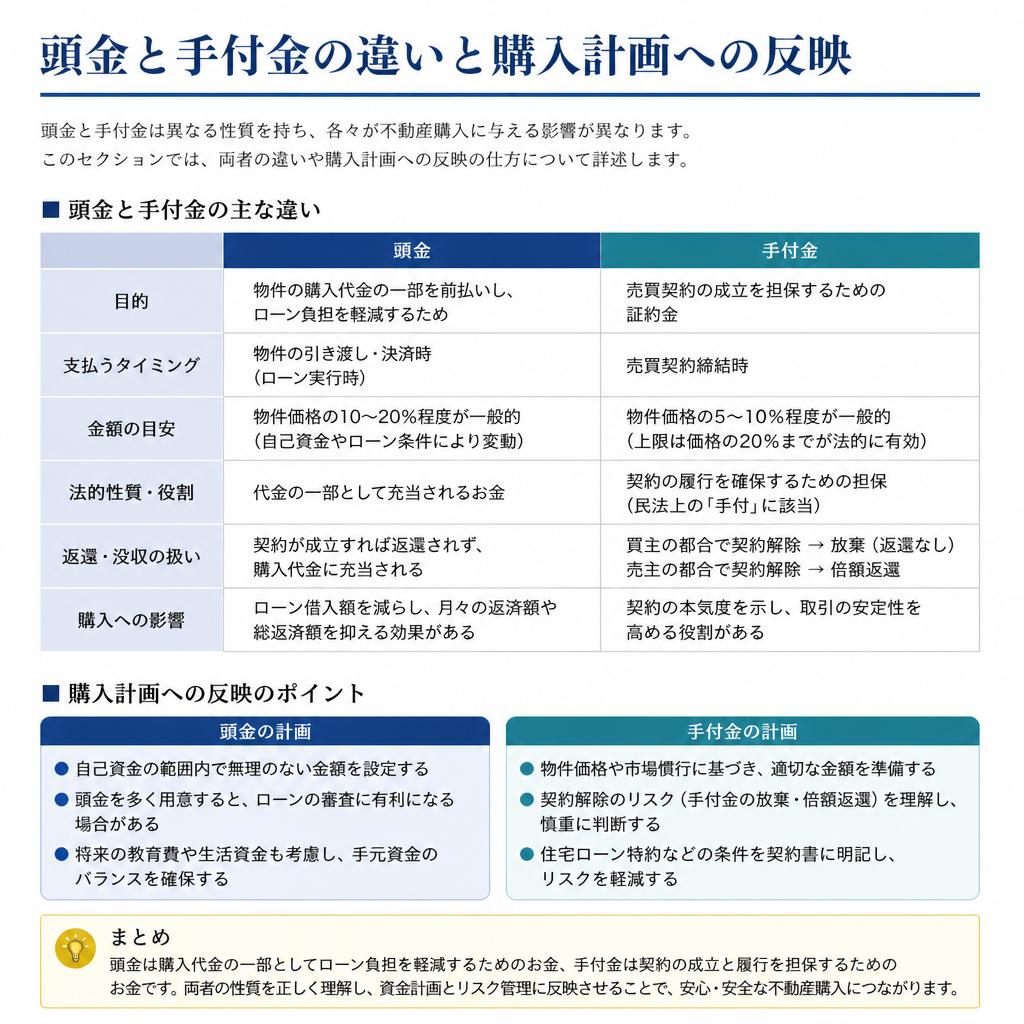 頭金と手付金の違いとその影響