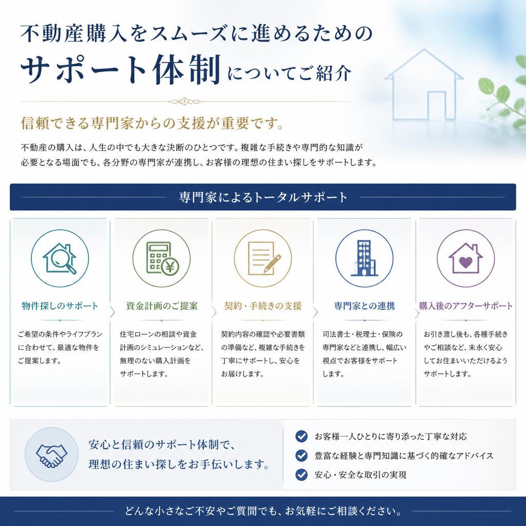 3. 購入サポート体制が整っている不動産屋