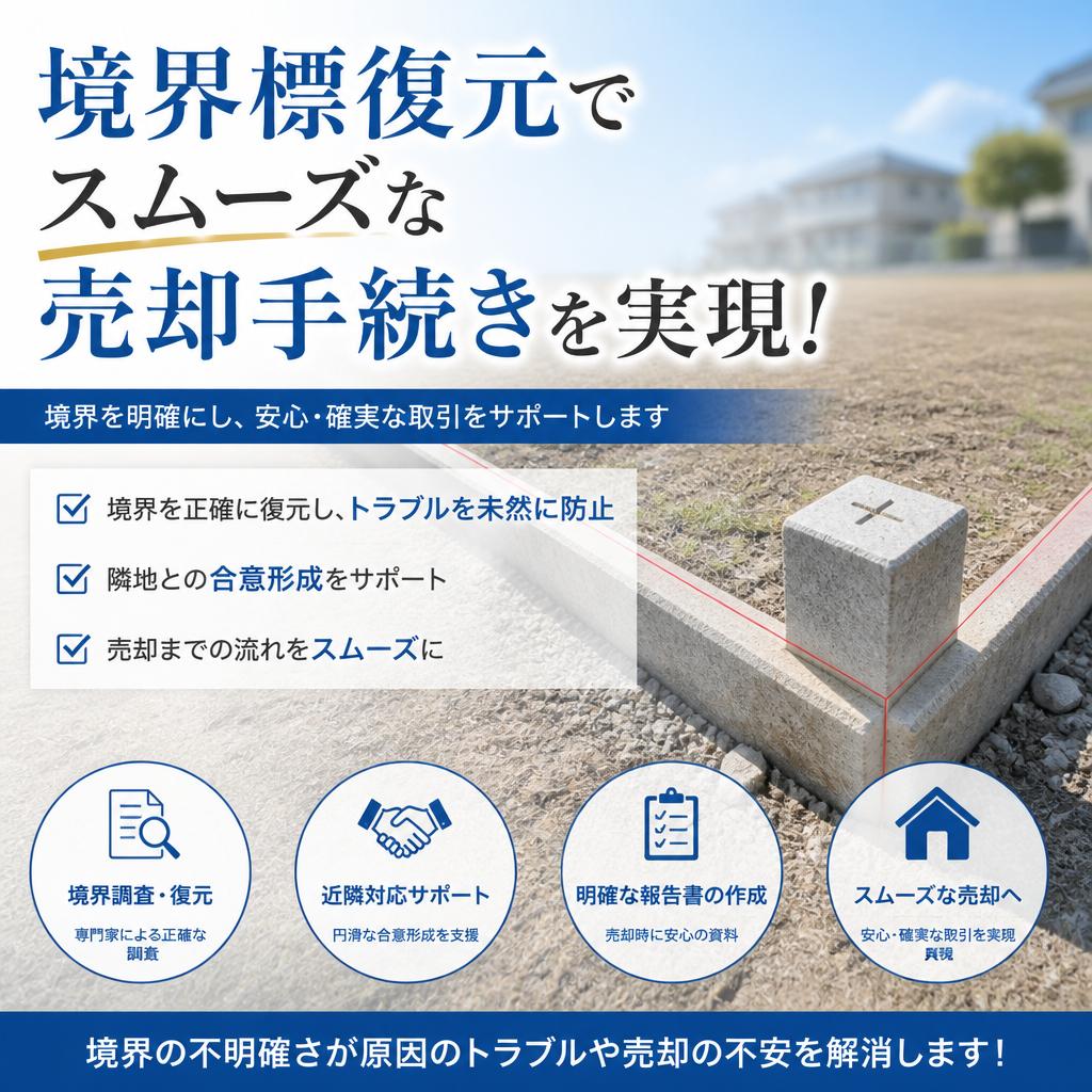 境界標復元でスムーズな売却手続きを実現！