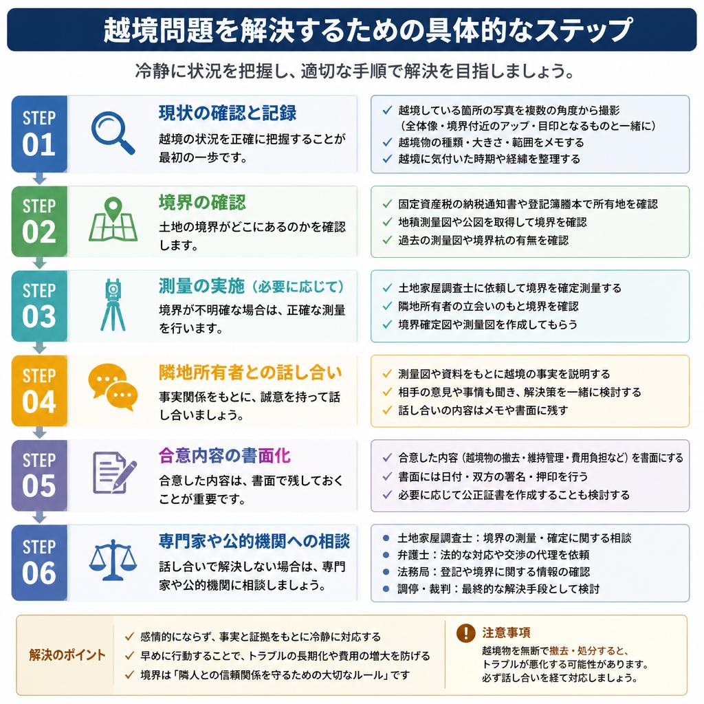 隣地越境問題解決のためのステップ